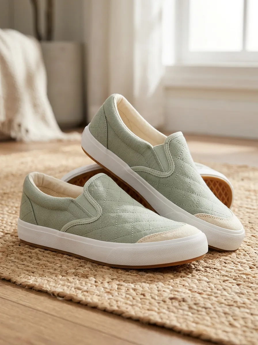 Women's Quilted Pattern Lifestyle Slip-On Skate Shoes