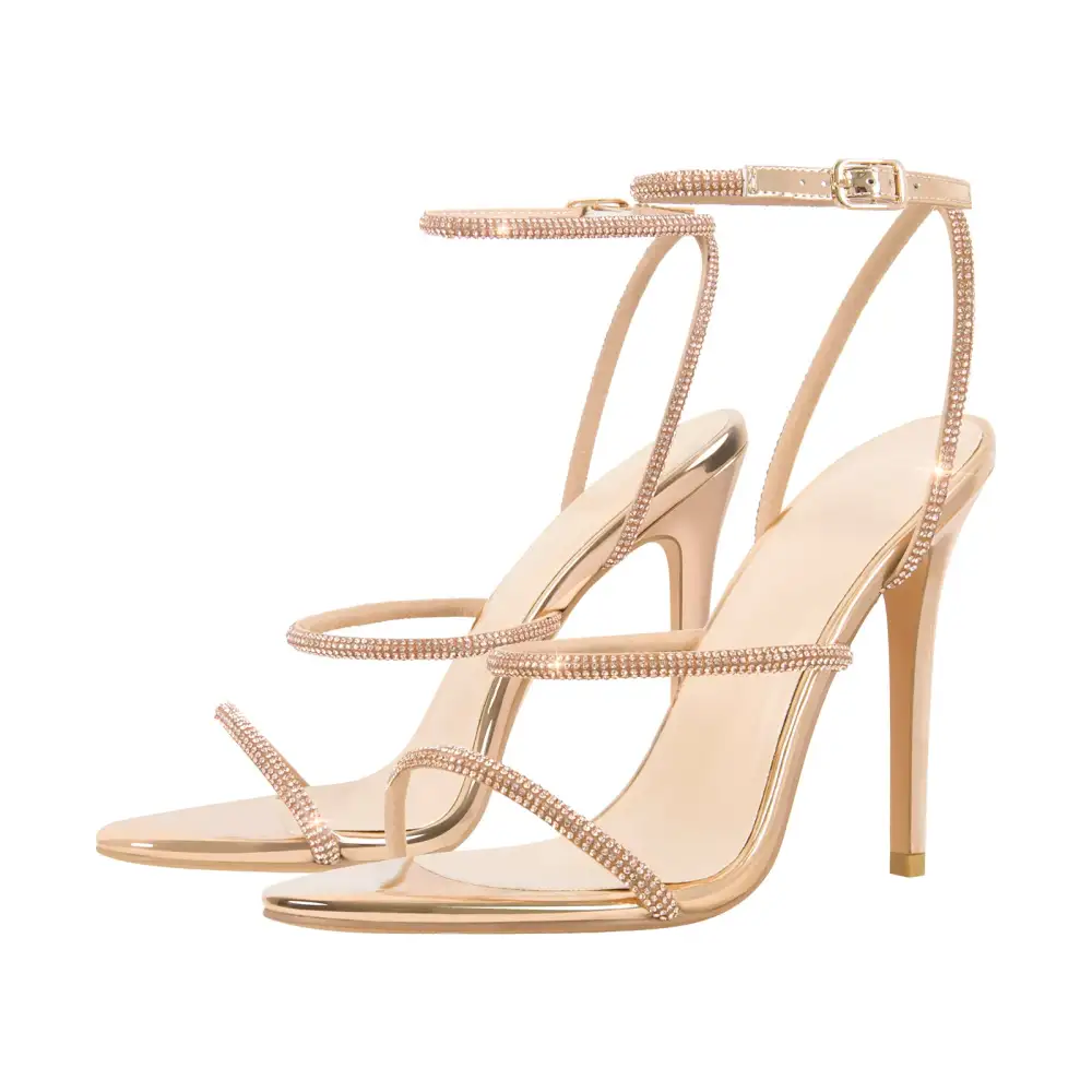 Open Toe High Heel Rhinestone Strappy Sandals