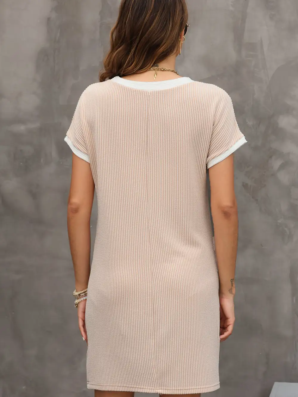 Patchwork Ribbed Dress Casual