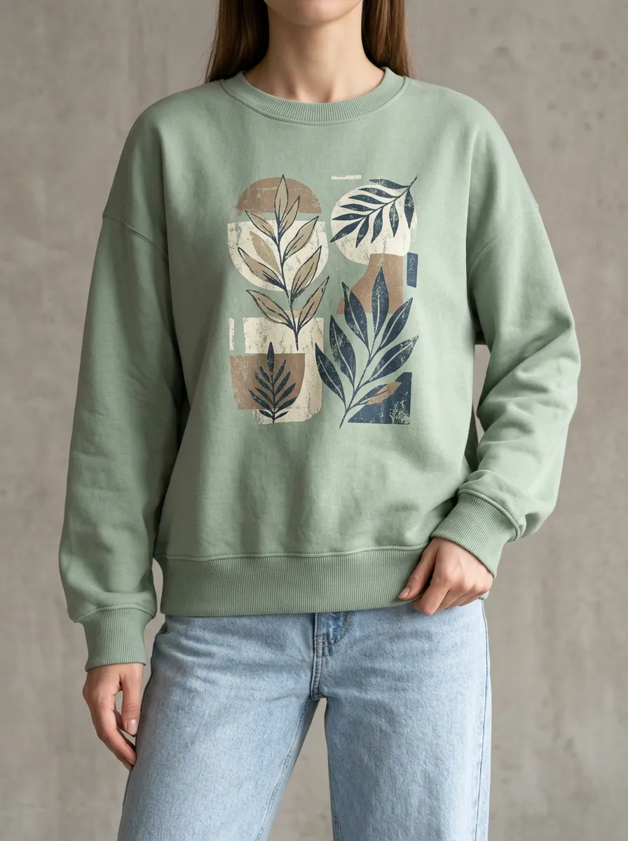 Soft Look Relaxed Graphic Sweatshirt