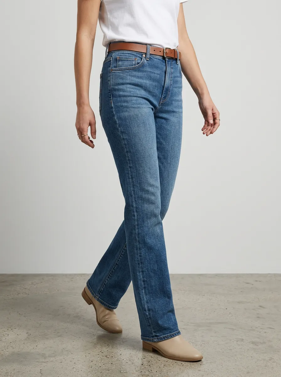 Straight-Leg Casual Denim Jeans
