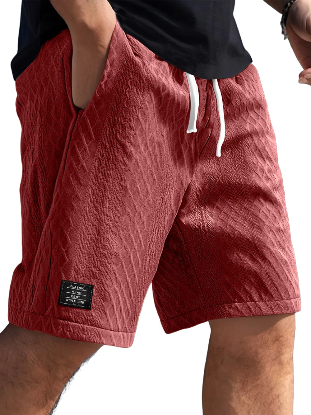 Textured Jacquard Casual Shorts
