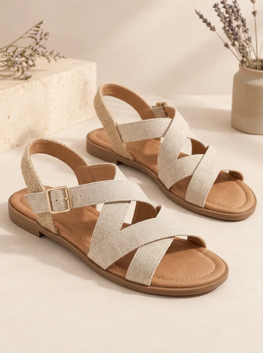 Women's Relaxed Cross Strap Crisscross Strap Flat Sandals