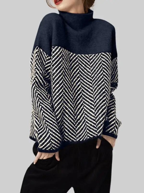 Casual High Neck Relaxed Fit Sweater