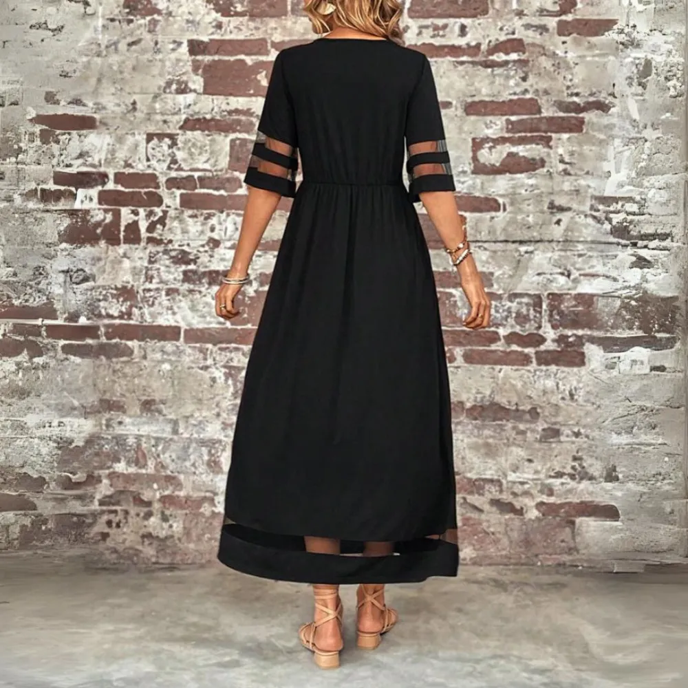  Refined Mesh Detail Maxi Dress