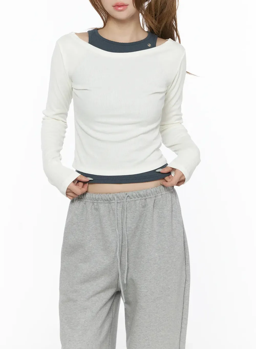 Contrast Trim Long Sleeve Top