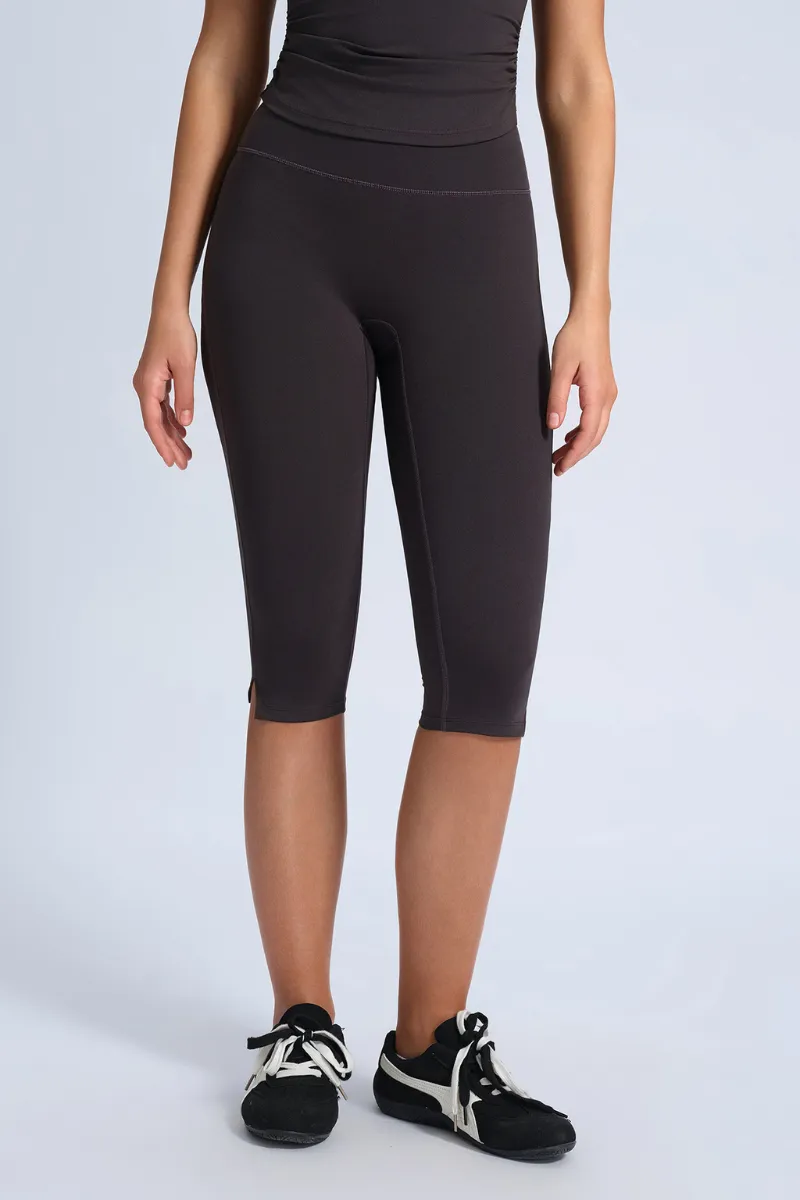 High-Waist Side-Slit Sculpting Capri Leggings