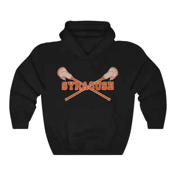 Soft Fleece Crossed Sticks Lacrosse Graphic Pullover Hoodie