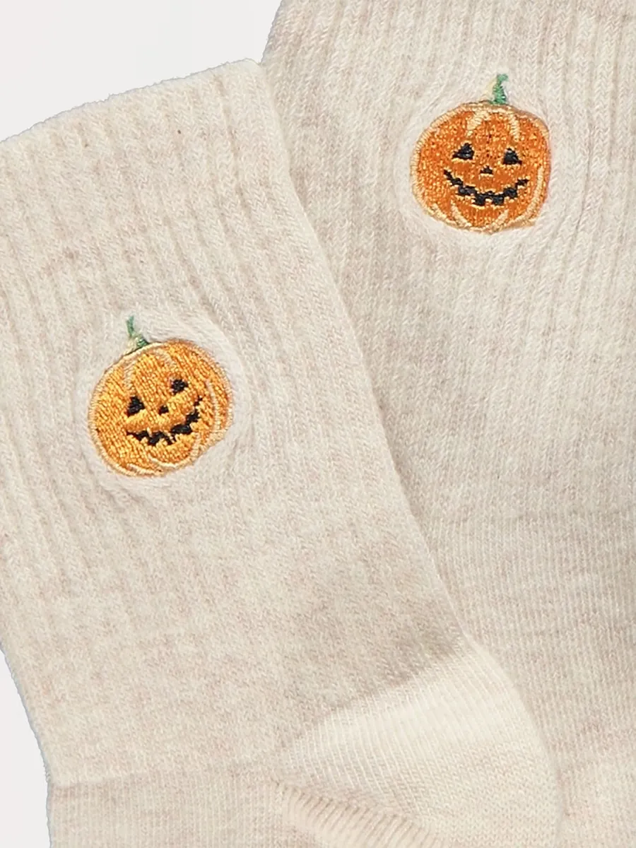 Halloween Oatmeal Pumpkin Ribbed Ankle Socks