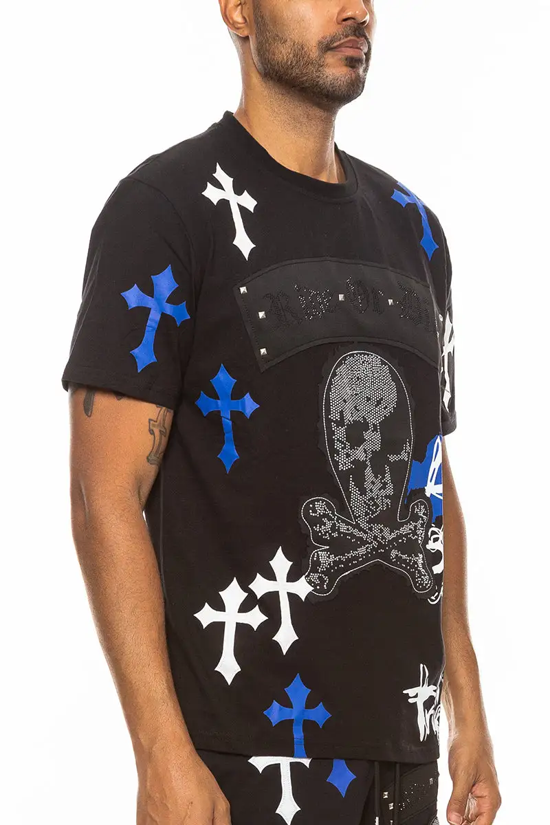Bejewelled Chrome Skull T-Shirt