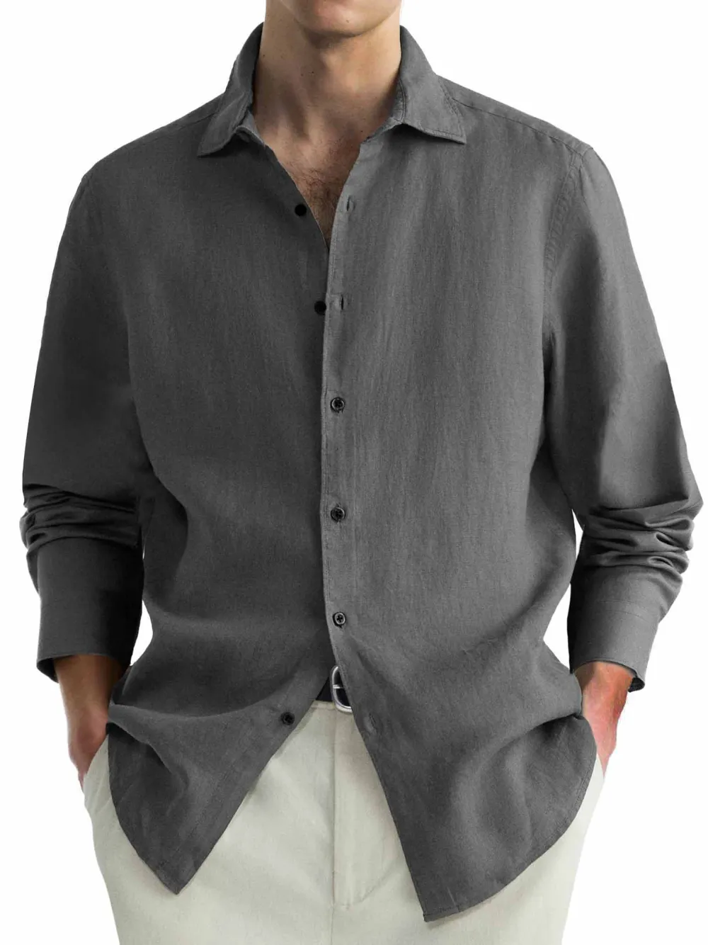 Workwear Long Sleeve Camp Collar Shirt