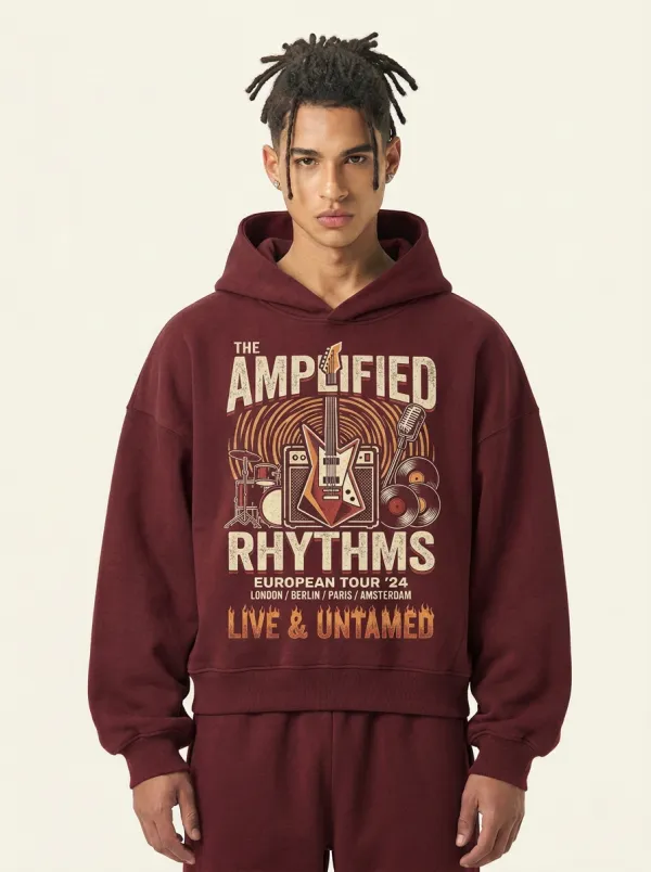 Men's Rock Band Music Tour Guitar Printed Hoodie