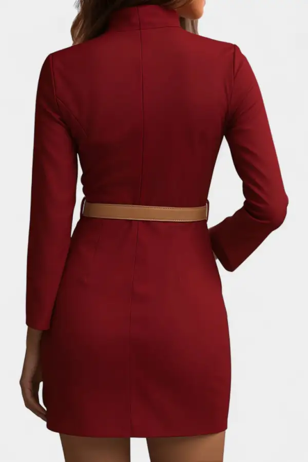 Mandarin-Collar Mini Dress