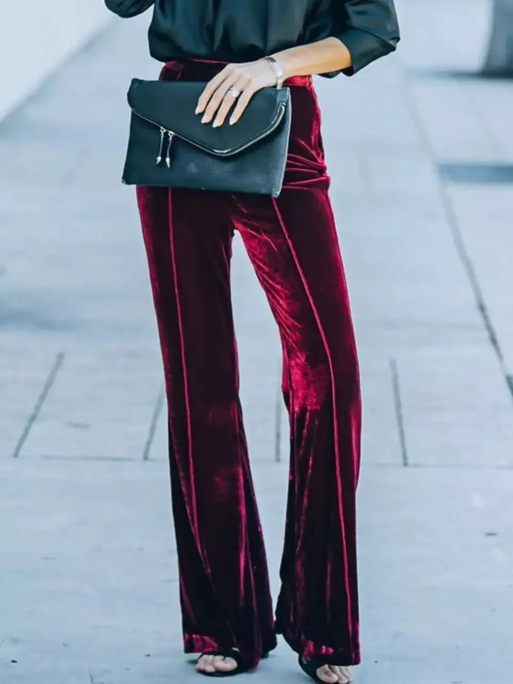 High Waist Wide Leg Velvet Pants