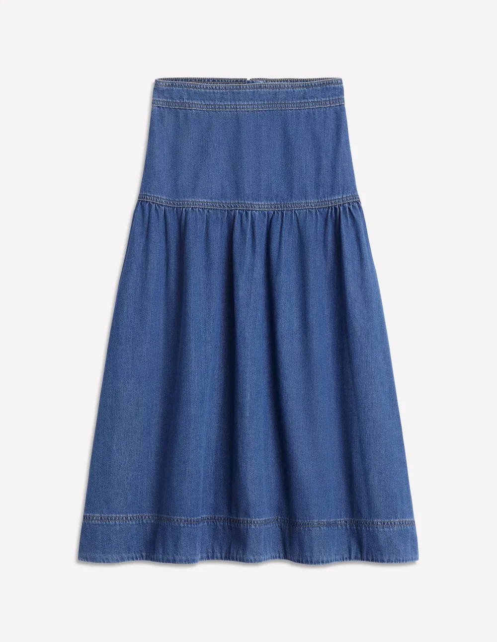 Yoke Detail Denim Midi Skirt