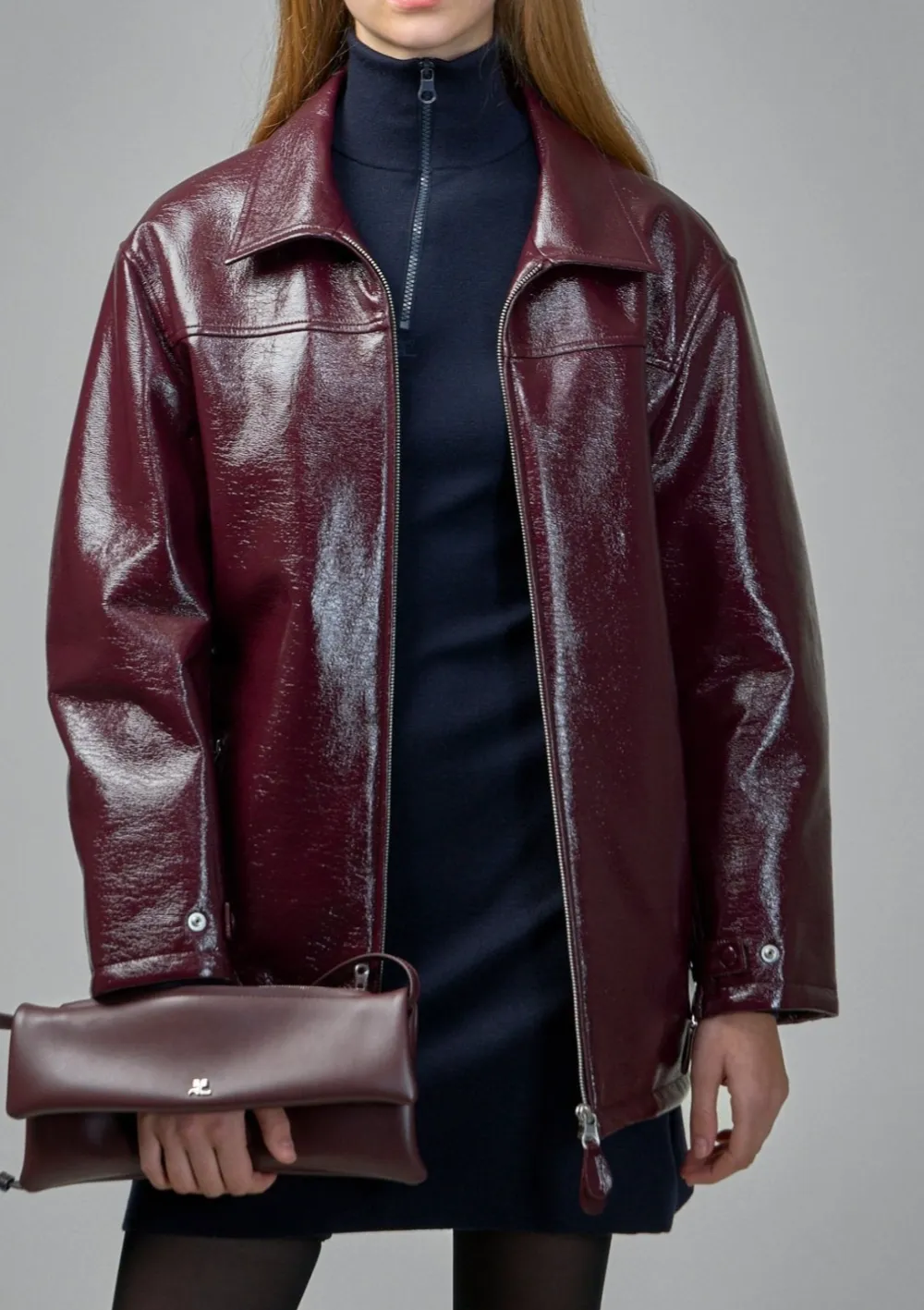 Zip-Front Clean-Line Bomber Jacket