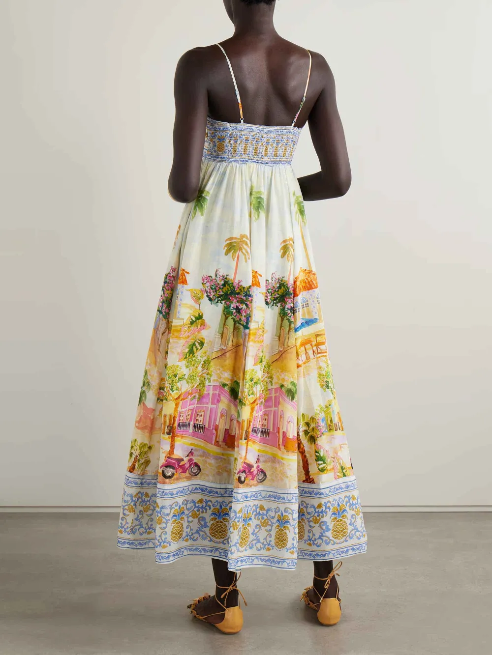 Holiday Painted Print Sling Maxi Dress