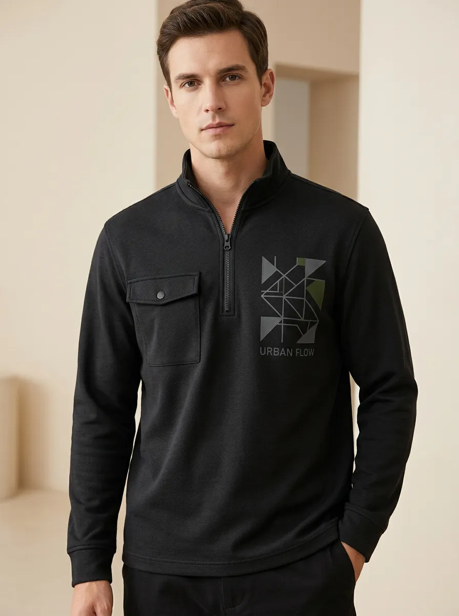 Travel Half-Zip Geometric Men's Half-Zip Sweatshirt