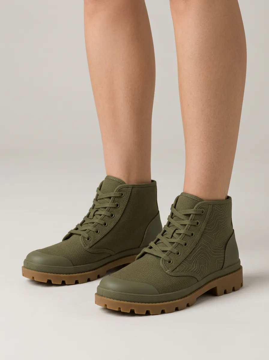 Topographic Canvas Hiking Boots