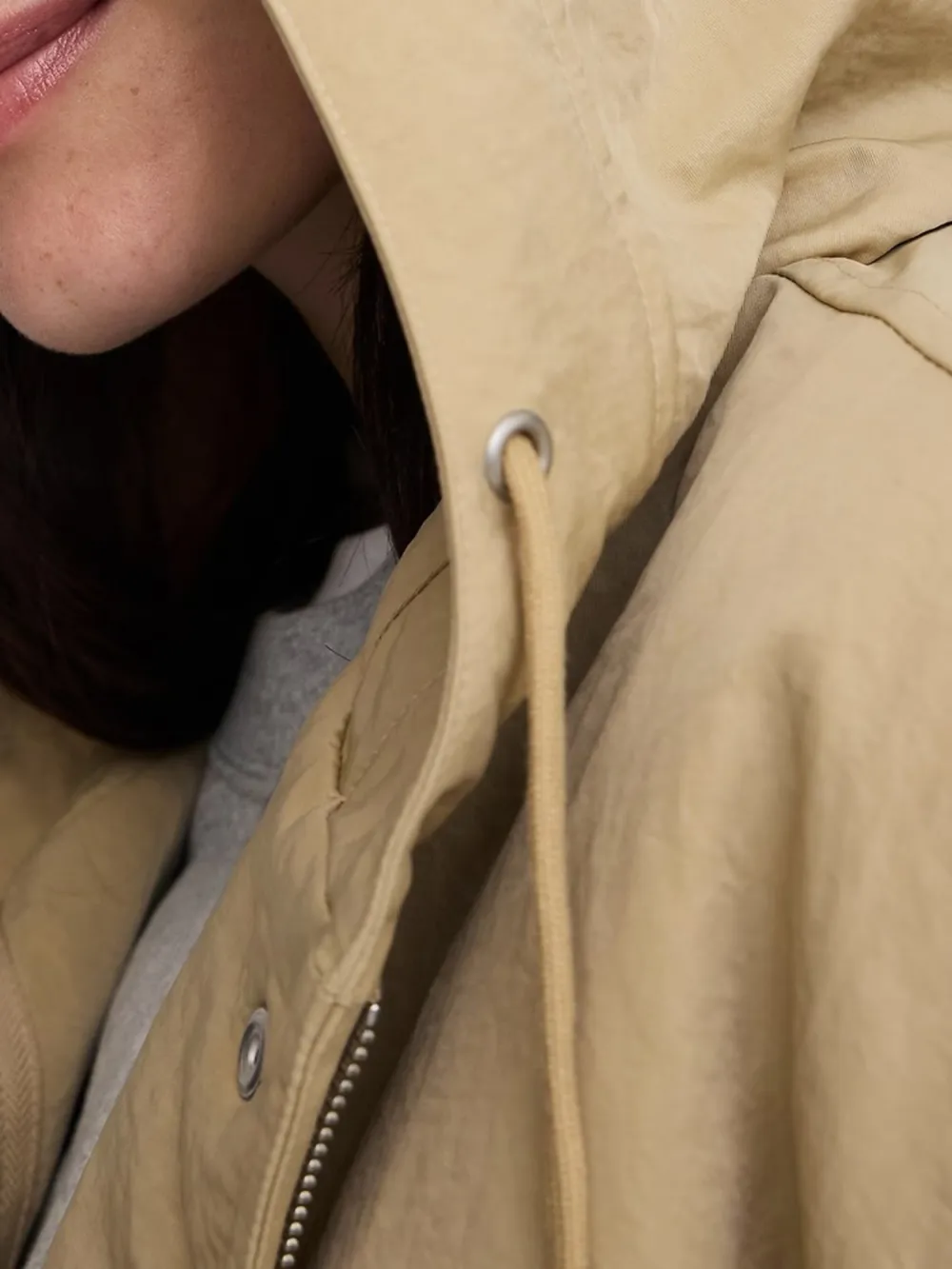 Solid Color Drawstring Hat Jacket