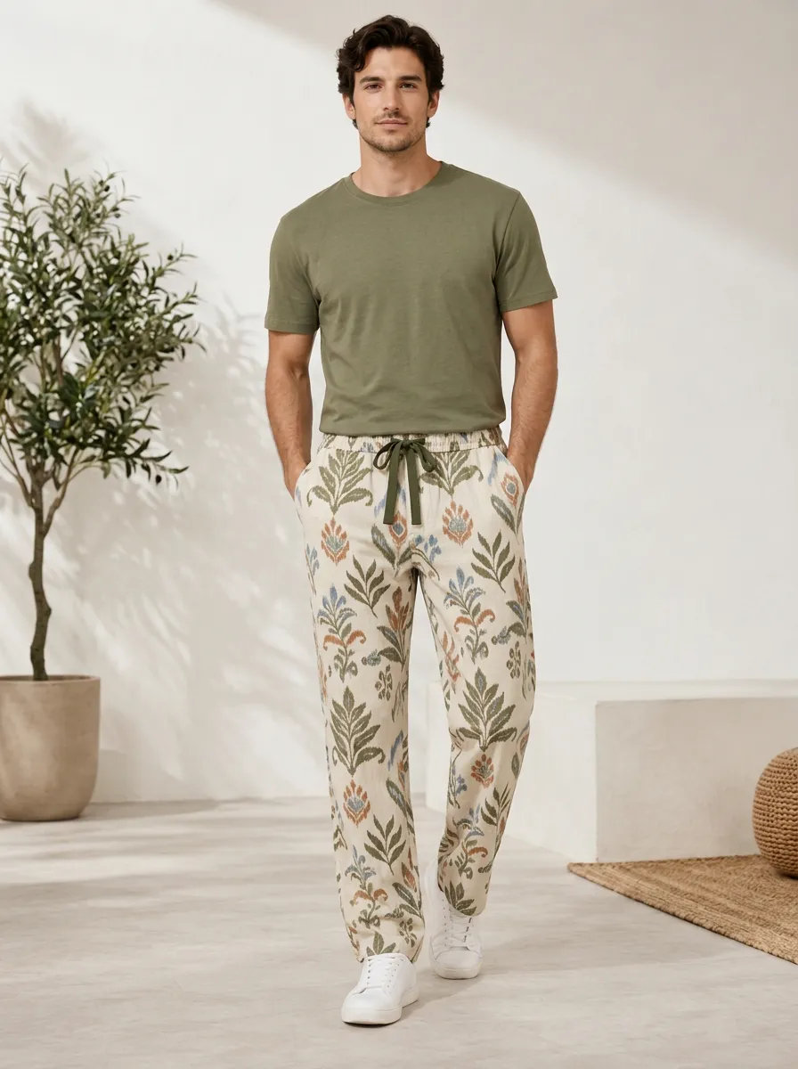 Men's Boho Botanical Floral Printed Pants