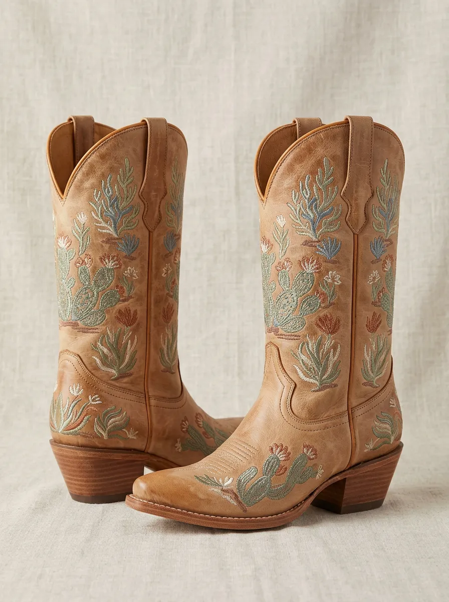 Ranch Cactus Desert Floral Western Edit Unisex Western Cowboy Boots