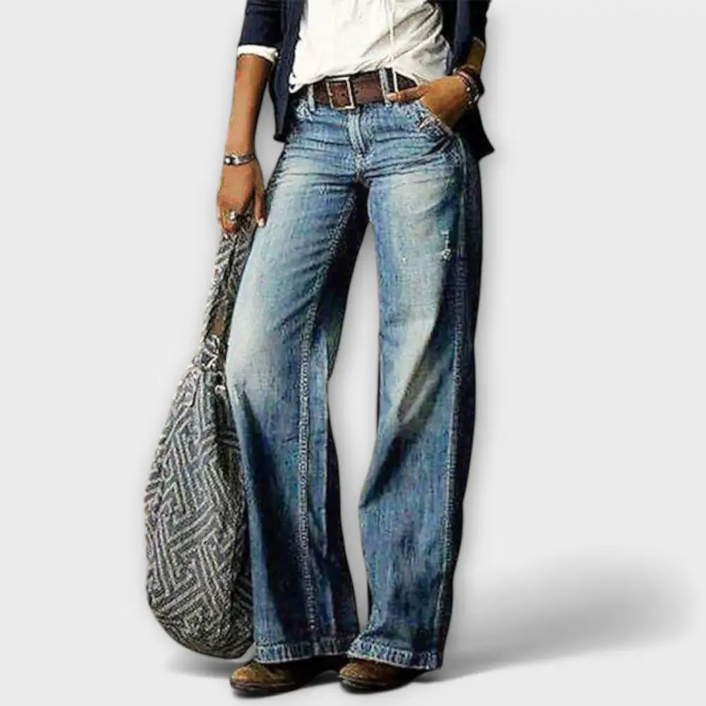 Denim Wide Leg Relaxed Fit Trousers