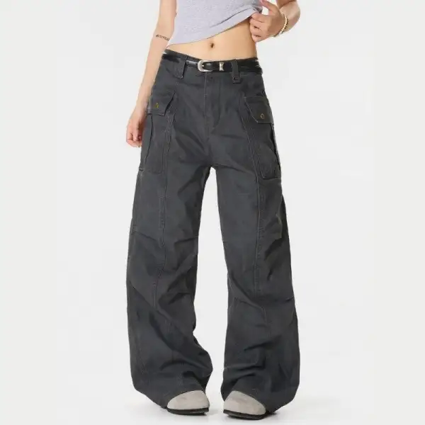 Women's Distressed Washed Cargo Pants
