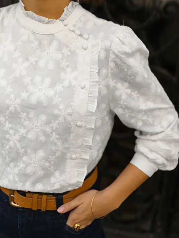 Crew Neck Puff Sleeve Top