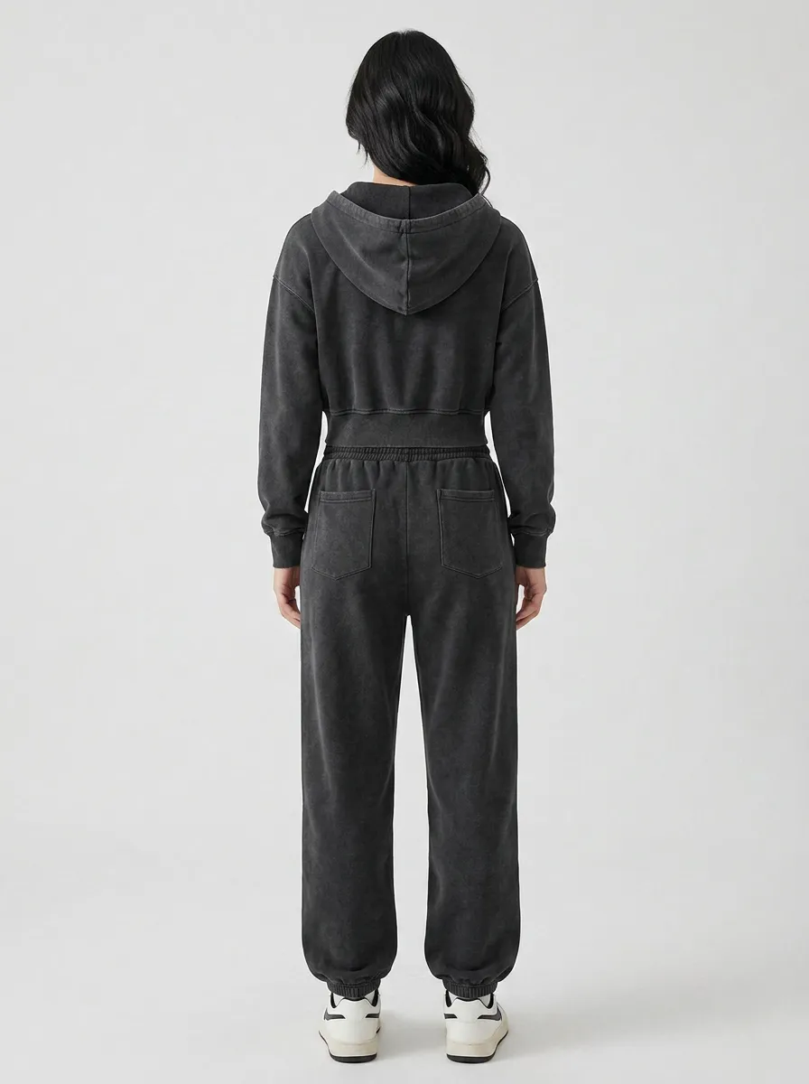 Studio Lounge-Look Women's Cropped Zip-Up Hoodie Jogger Active Set