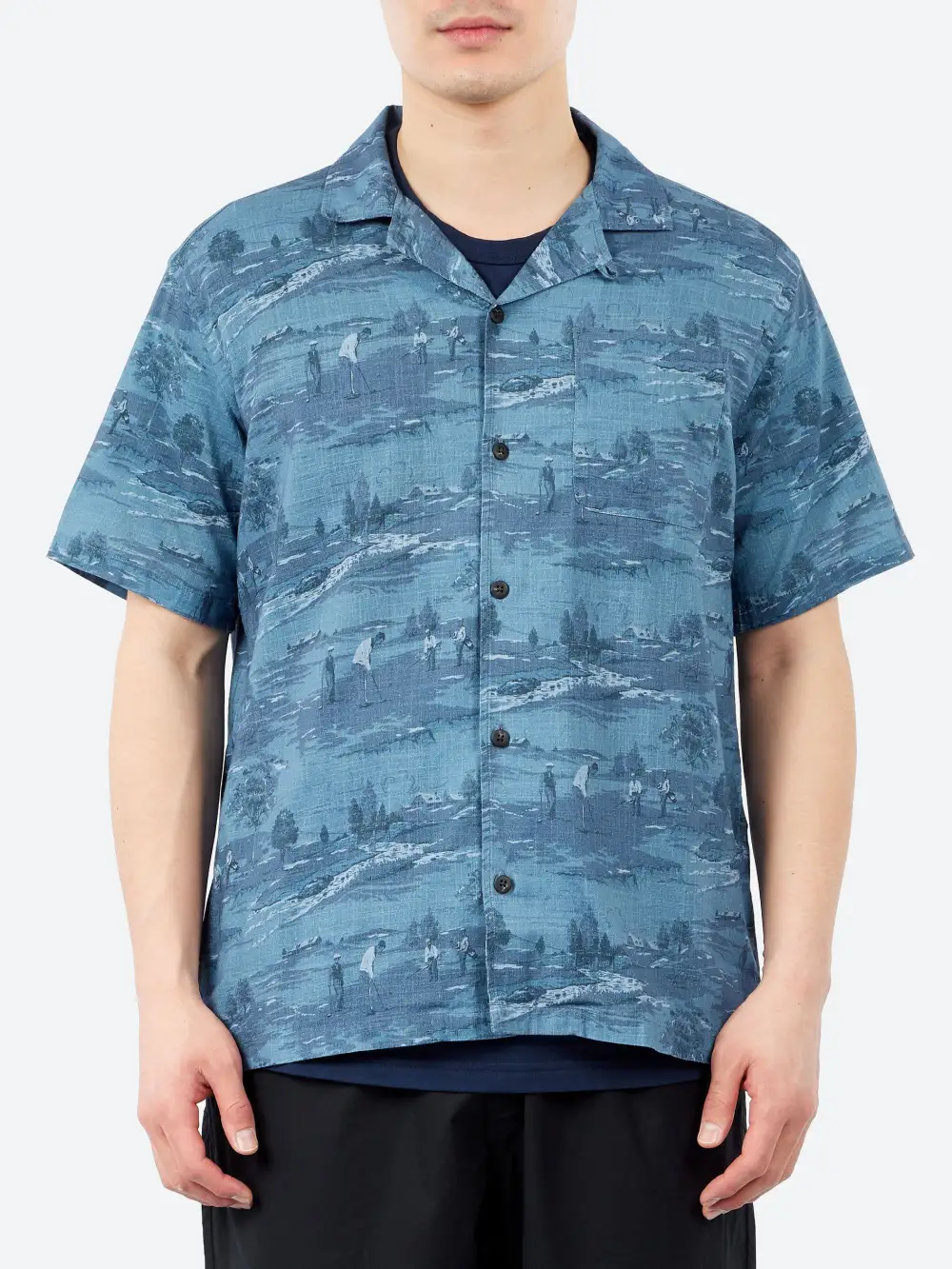 Men's Camp Collar Straight Hem Shirt