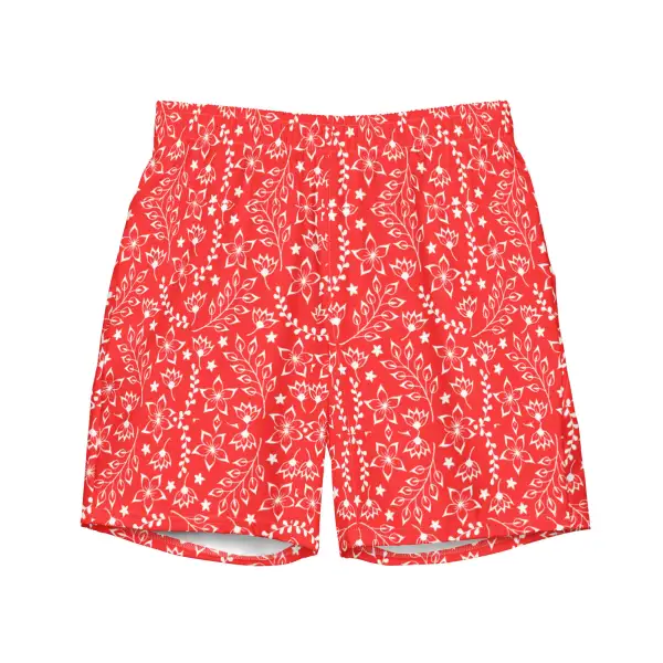Quick Dry Drawcord Floral Print Swim Trunks