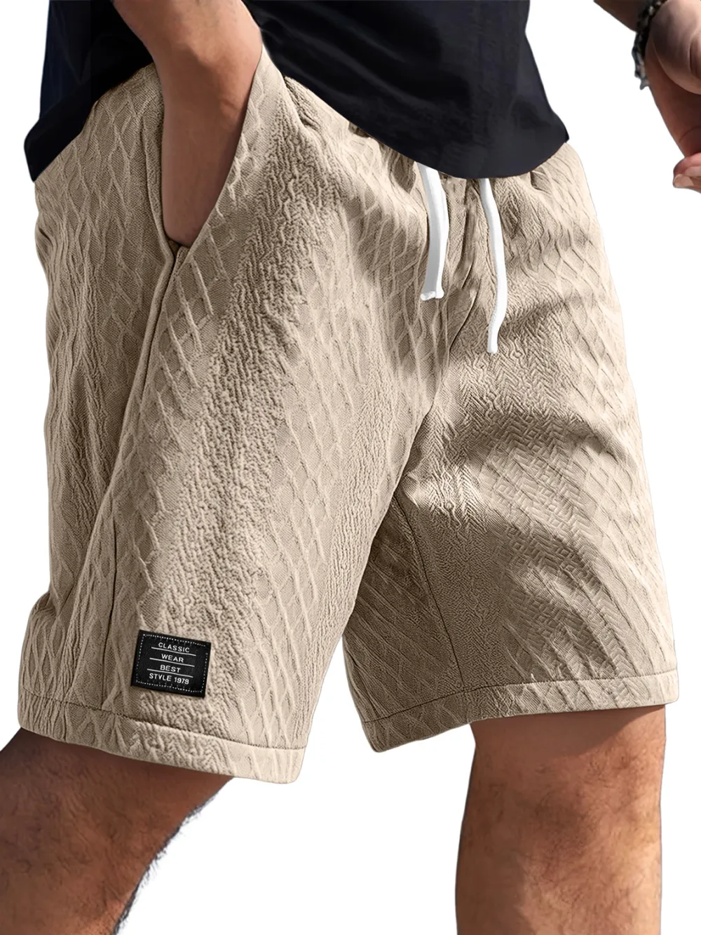 Textured Jacquard Casual Shorts