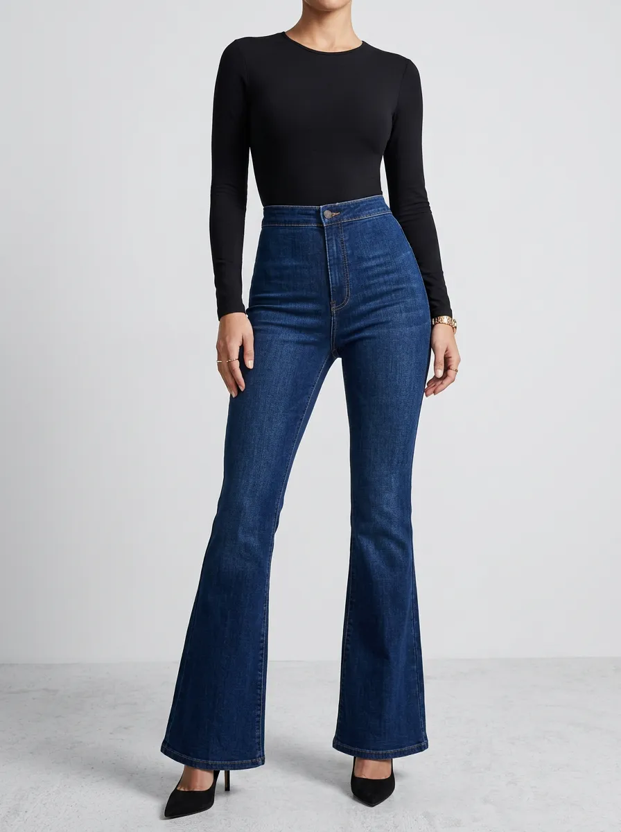 Elegant High-Waist Women's High-Waist Stretch Flare Jeans