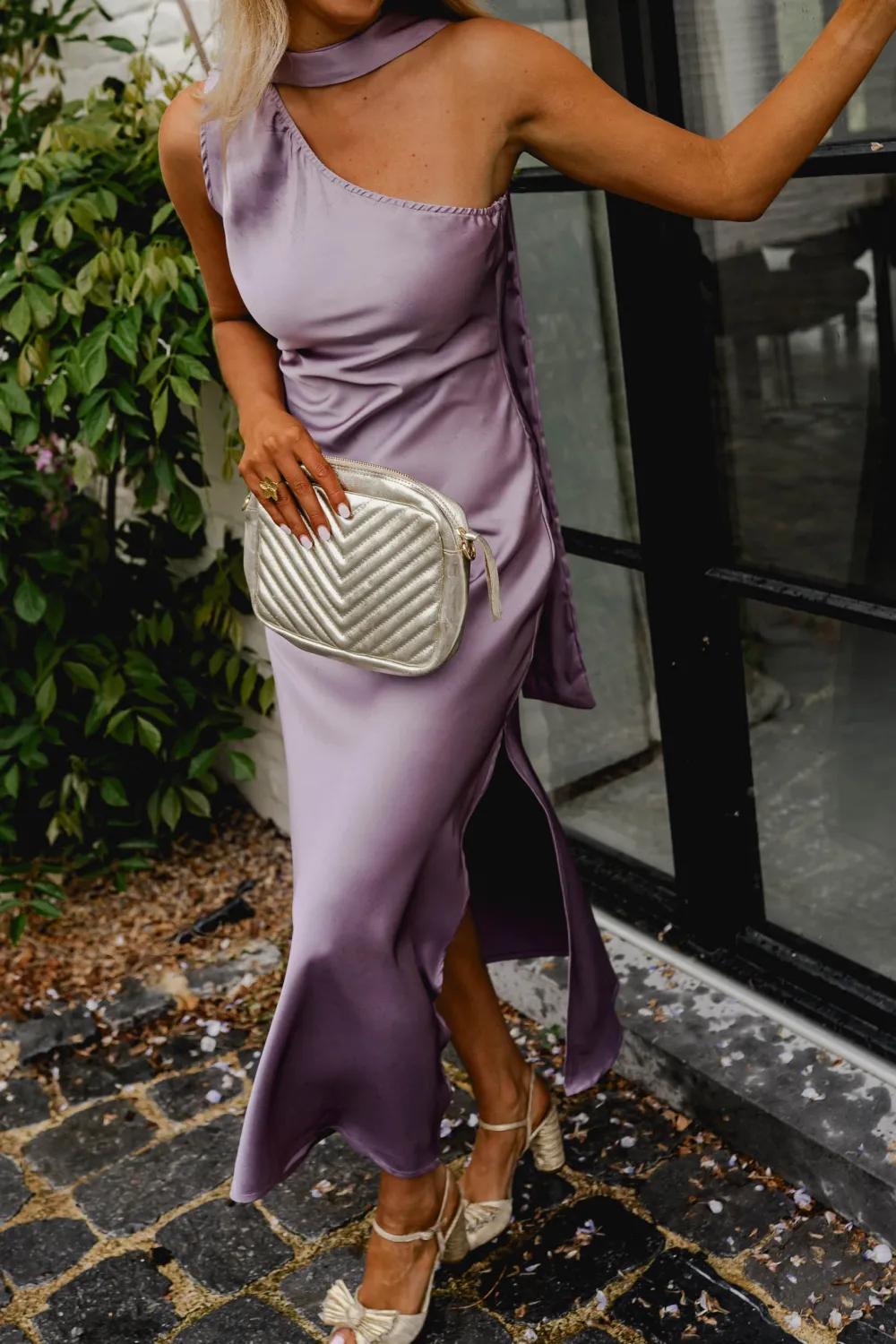 Silky Finish Side Slit Maxi Dress
