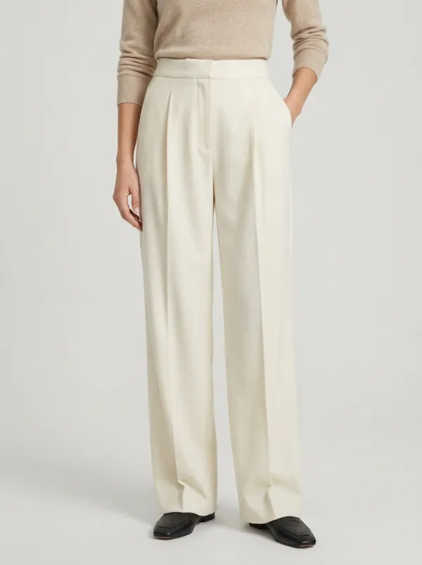 Classic Silhouette Pleated Wide-Leg Trousers