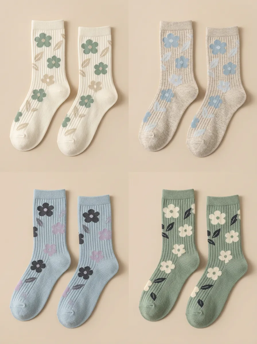Women's Intarsia Crew Socks Four Pair Set