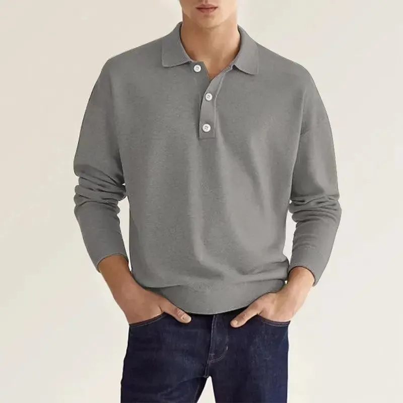Knit Long Sleeve Polo Shirt