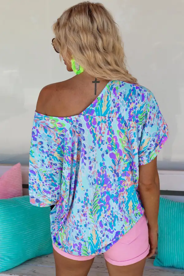 Sky Blue Loose Painted Floral