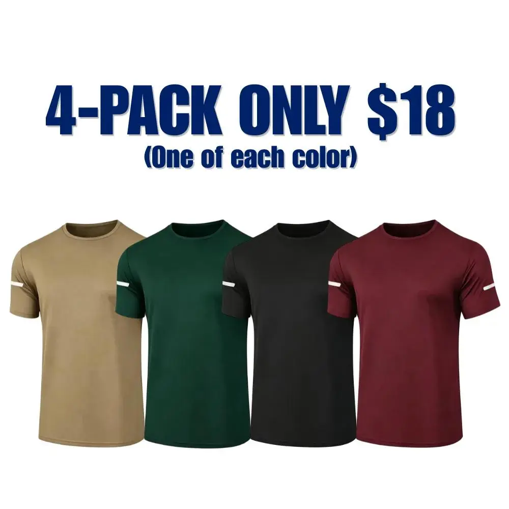 Men's Printed Reflective Striped Sports T-Shirt