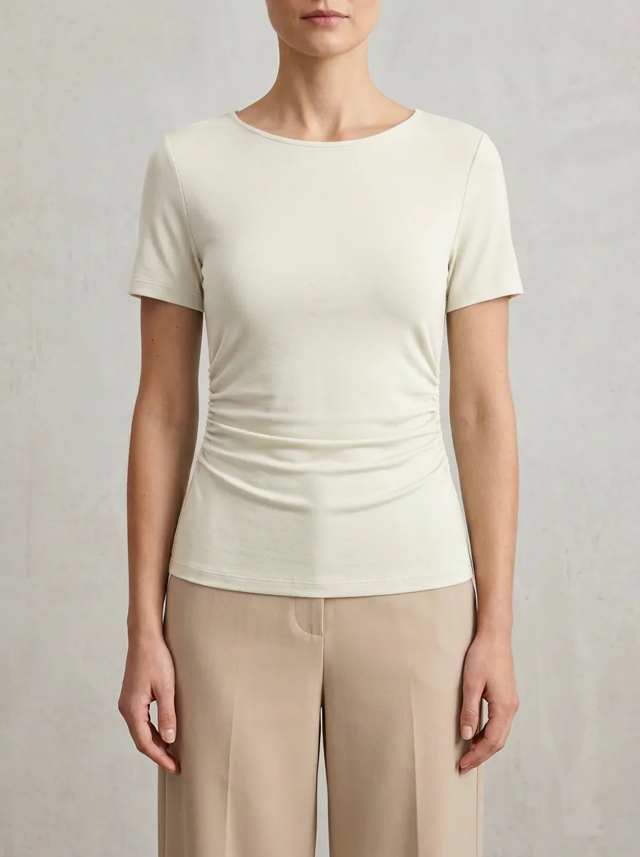 Waist-Shaped Side-Ruched Ruched Fitted Fitted Top