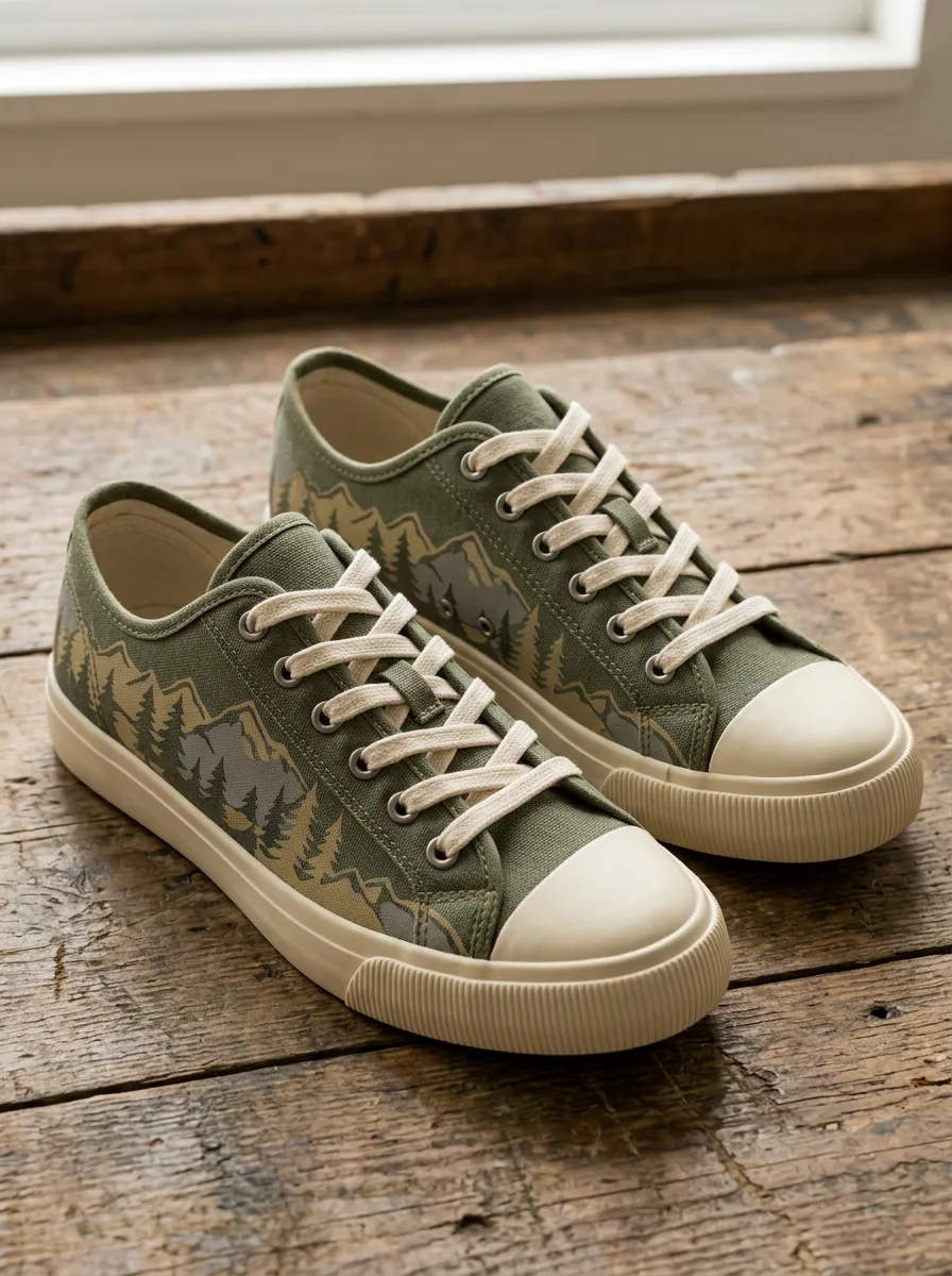 Men's Fresh Nature Lover Mountain Forest Patterned Canvas Shoes