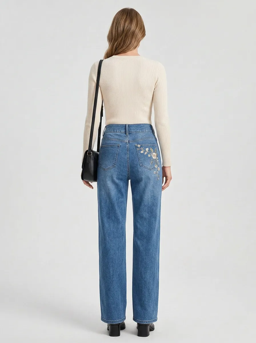 Women's Wide Leg Casual Denim Jeans