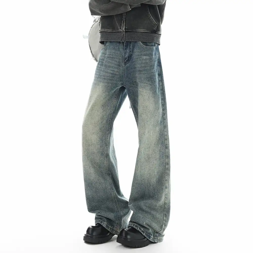 High-Rise Vintage-Wash Ultra-Wide Jeans