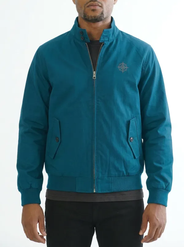 Men's Nautical Compass Logo Printed Bomber Jacket