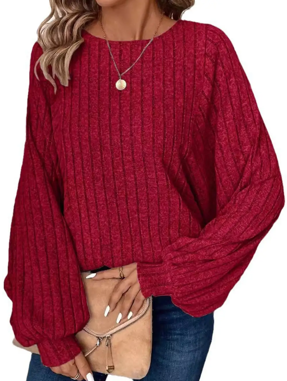 Plus Size Lantern Sleeve Top
