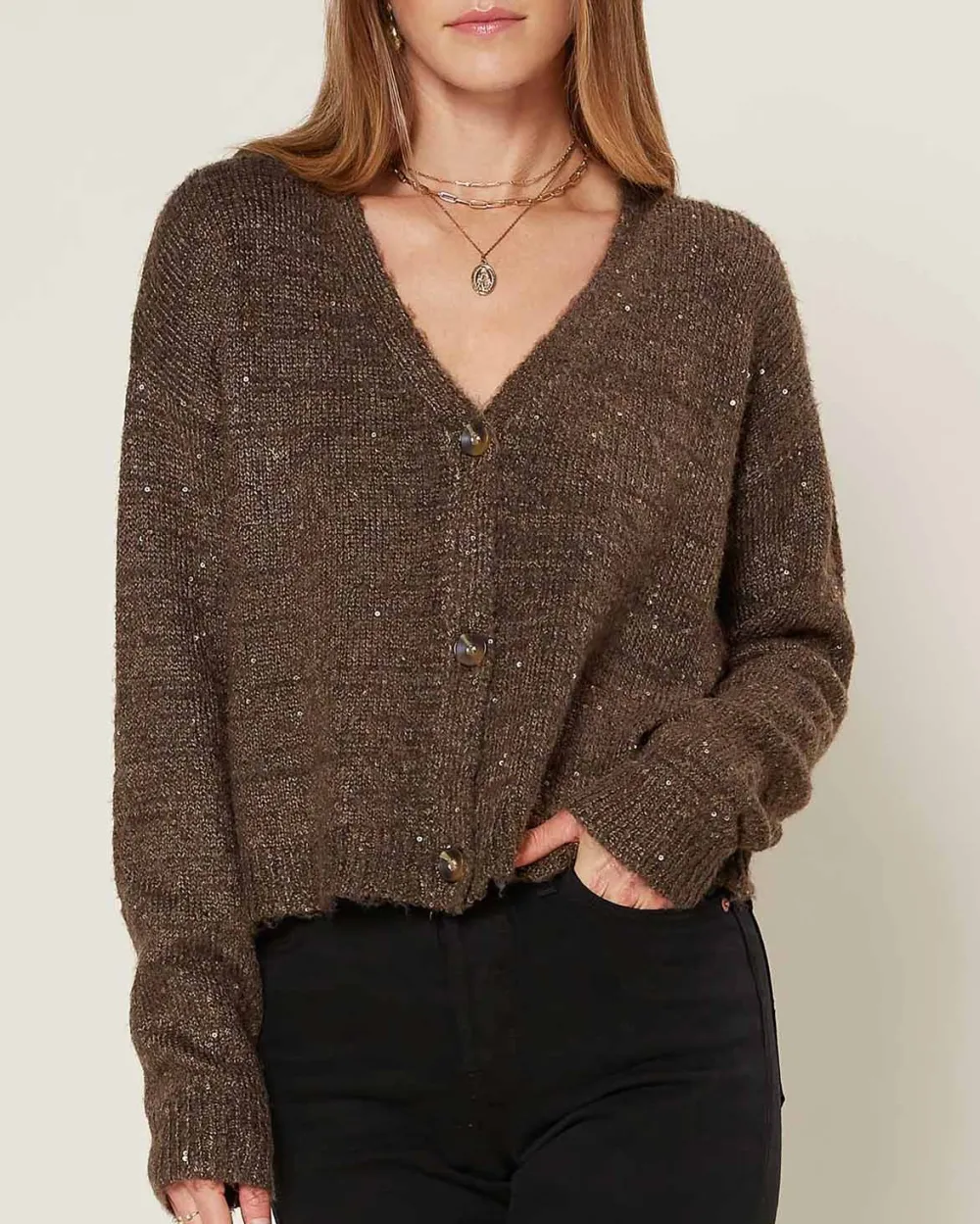 Cardigan With Mixed Sequin
