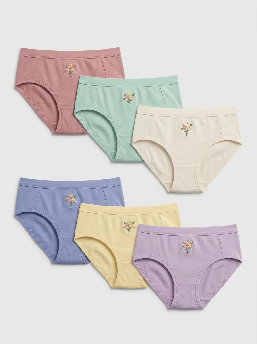 Women's Floral Lover Pastel Bouquet Embroidered Multi-pack Panties