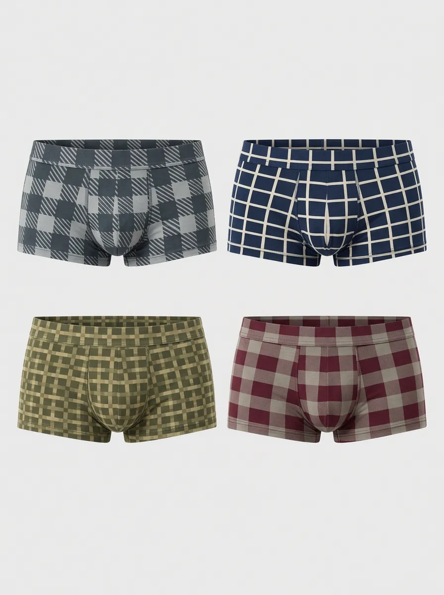 Men's Canyon Plaid Pattern Multi-Pack Printed Boxer Briefs