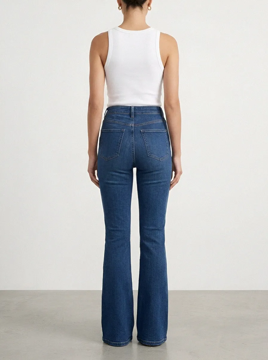 Casual High-Waist Women's High-Waist Stretch Flare Jeans